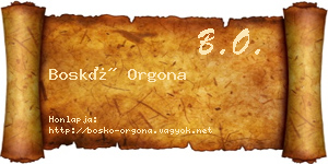 Boskó Orgona névjegykártya